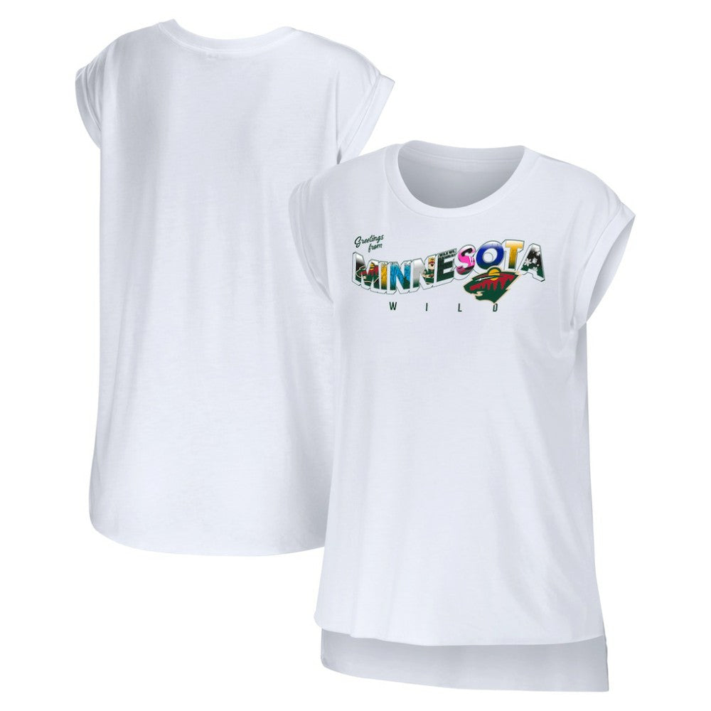 Minnesota Wild WEAR by Erin Andrews Women's Greetings From Muscle T-Shirt White