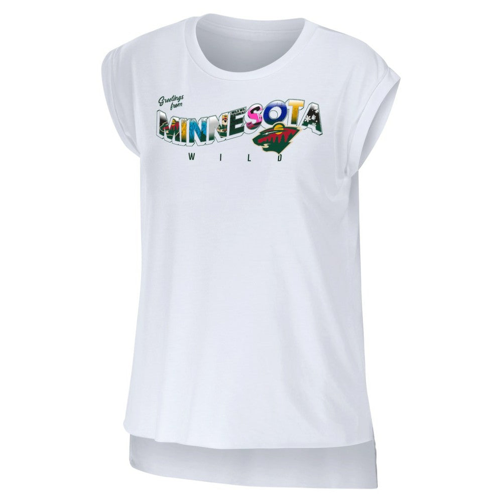 Minnesota Wild WEAR by Erin Andrews Women's Greetings From Muscle T-Shirt White