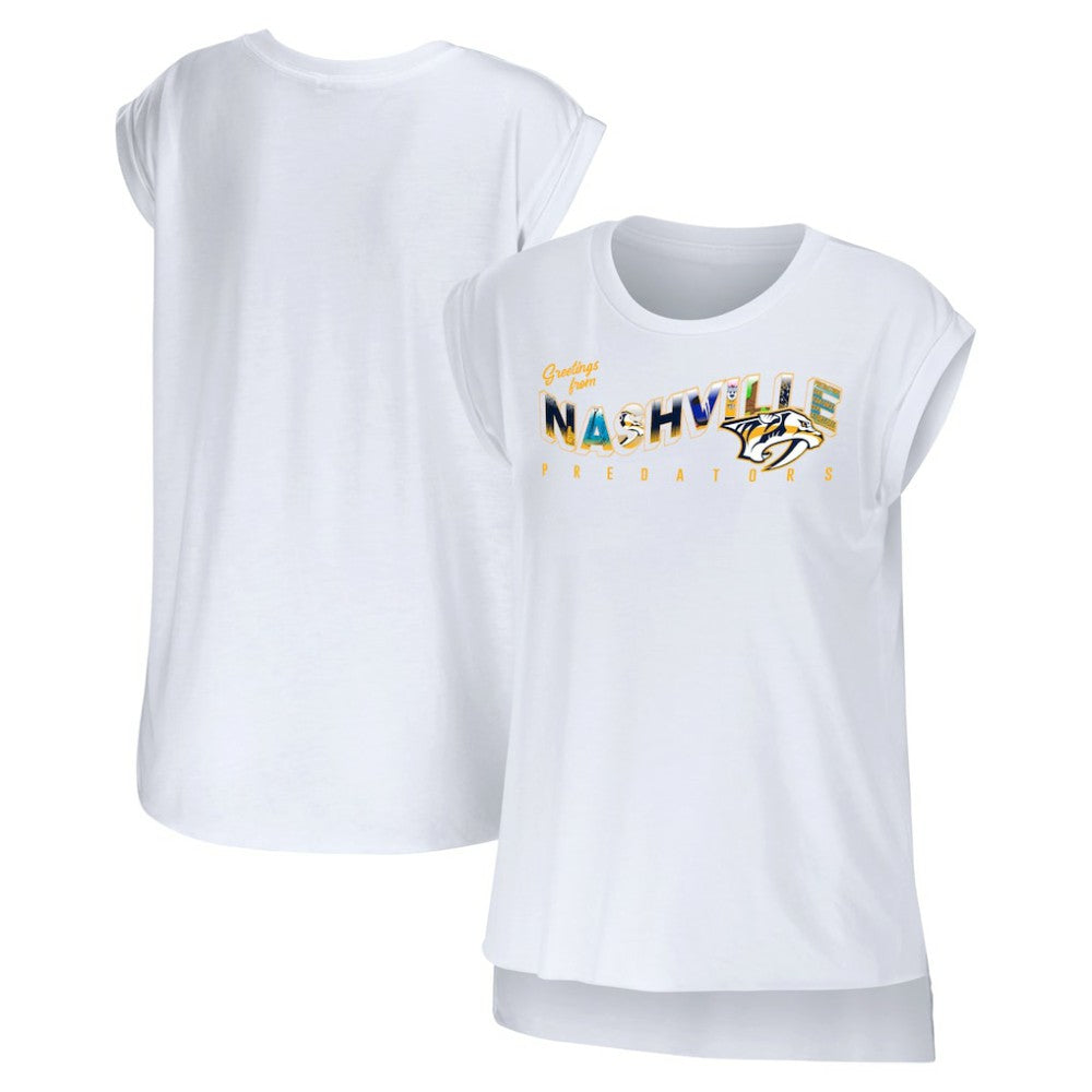 Nashville Predators WEAR by Erin Andrews Women's Greetings From Muscle T-Shirt White