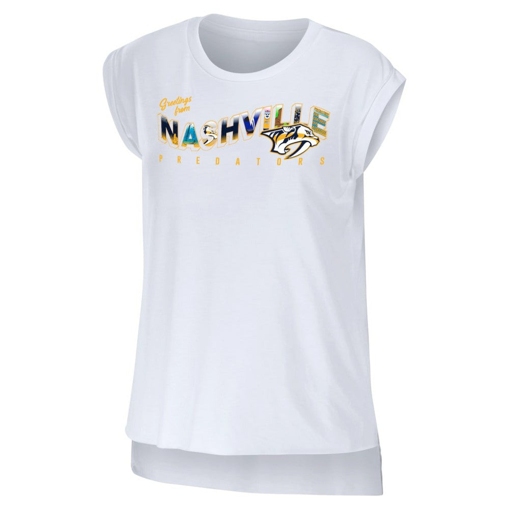 Nashville Predators WEAR by Erin Andrews Women's Greetings From Muscle T-Shirt White