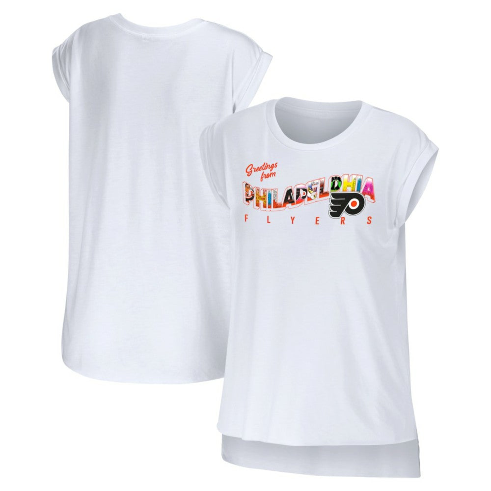Philadelphia Flyers WEAR by Erin Andrews Women's Greetings From Muscle T-Shirt White