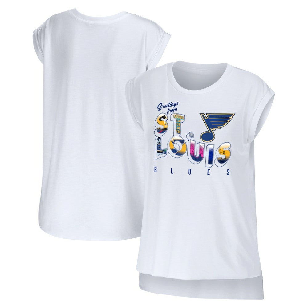 St. Louis Blues WEAR by Erin Andrews Women's Greetings From Muscle T-Shirt White