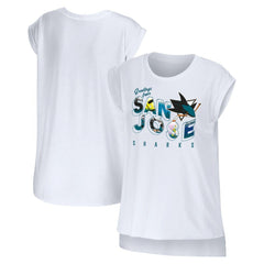 San Jose Sharks WEAR by Erin Andrews Women's Greetings From Muscle T-Shirt White