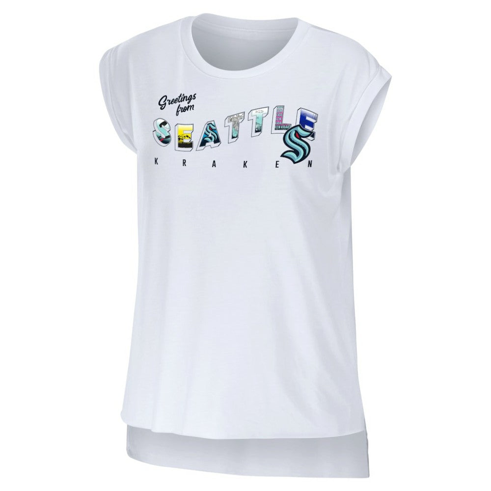Seattle Kraken WEAR by Erin Andrews Women's Greetings From Muscle T-Shirt White