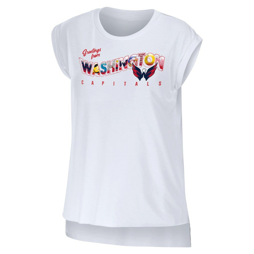 Washington Capitals WEAR by Erin Andrews Women's Greetings From Muscle T-Shirt White