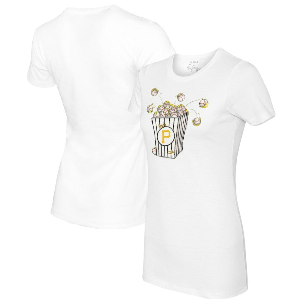 Pittsburgh Pirates Tiny Turnip Women's Popcorn T-Shirt - White