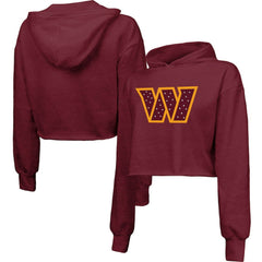 Washington Commanders Majestic Threads Women's Bling Tri-Blend Cropped Pullover Hoodie - Burgundy online