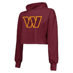 Washington Commanders Majestic Threads Women's Bling Tri-Blend Cropped Pullover Hoodie - Burgundy online