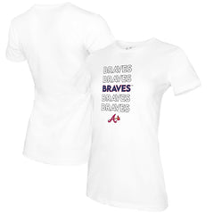 Atlanta Braves Tiny Turnip Women's Stacked T-Shirt - White
