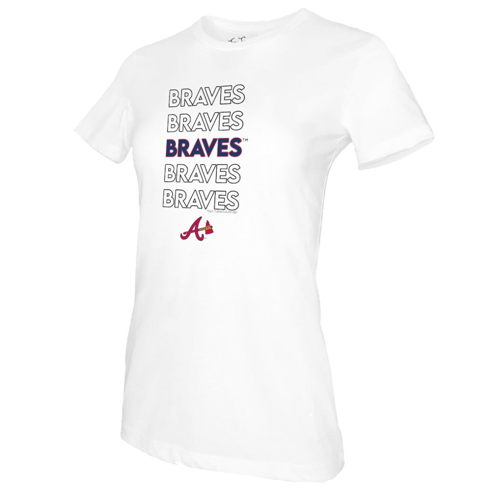 Atlanta Braves Tiny Turnip Women's Stacked T-Shirt - White
