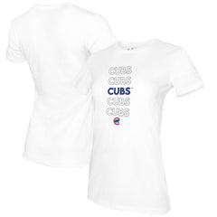 Chicago Cubs Tiny Turnip Women's Stacked T-Shirt - White