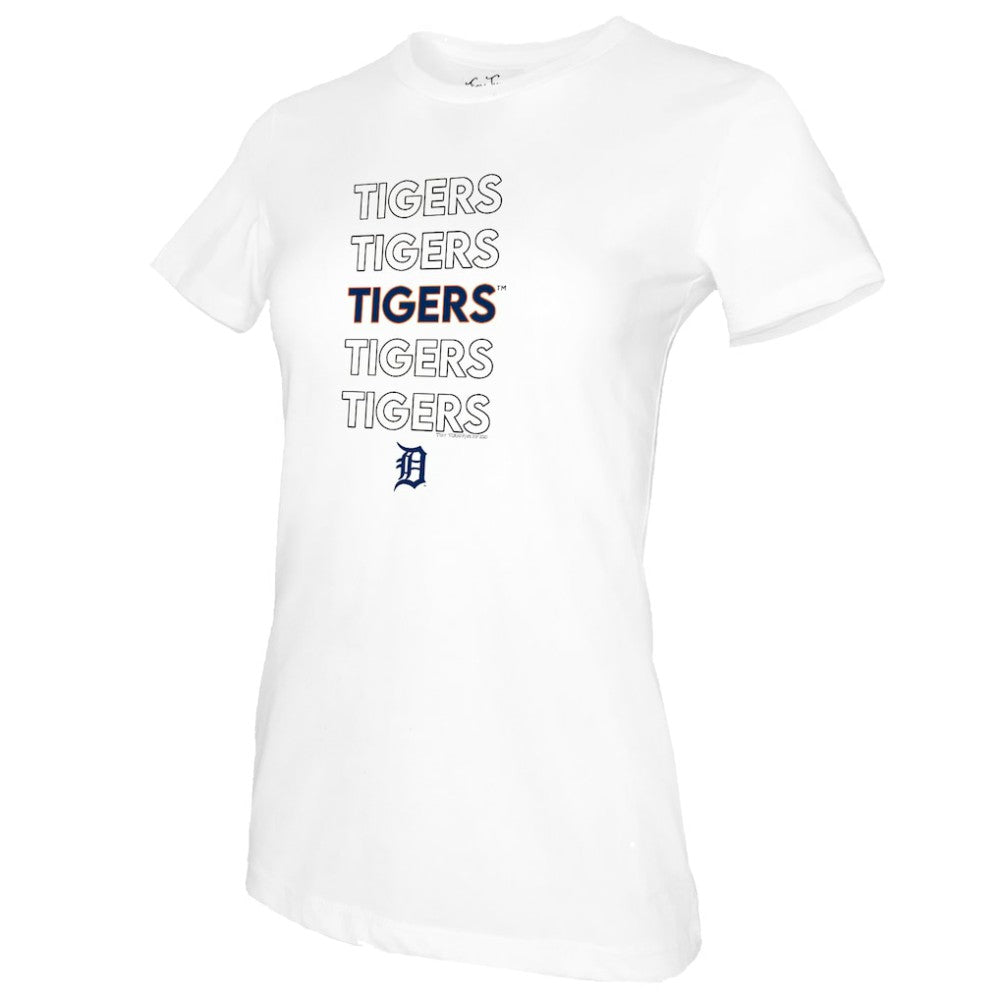 Detroit Tigers Tiny Turnip Women's Stacked T-Shirt - White