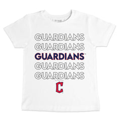 Cleveland Guardians Tiny Turnip Youth Stacked T-Shirt - White