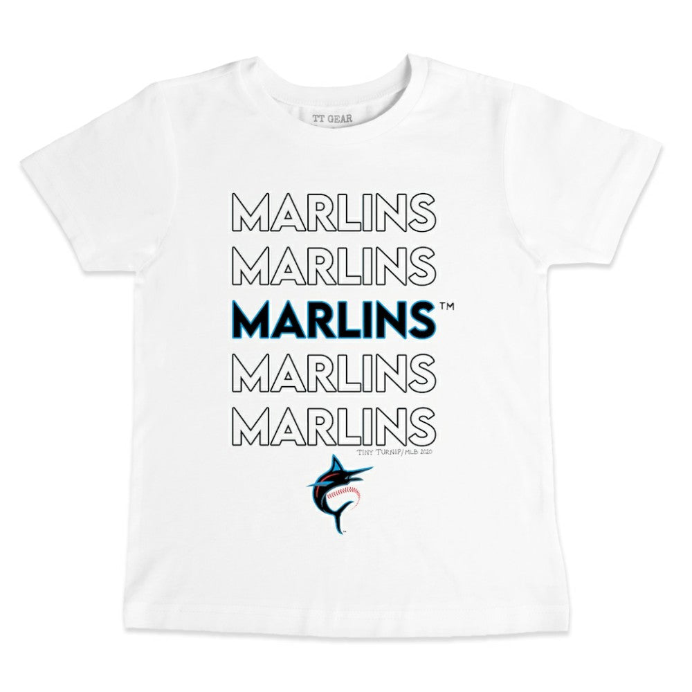 Miami Marlins Tiny Turnip Youth Stacked T-Shirt - White