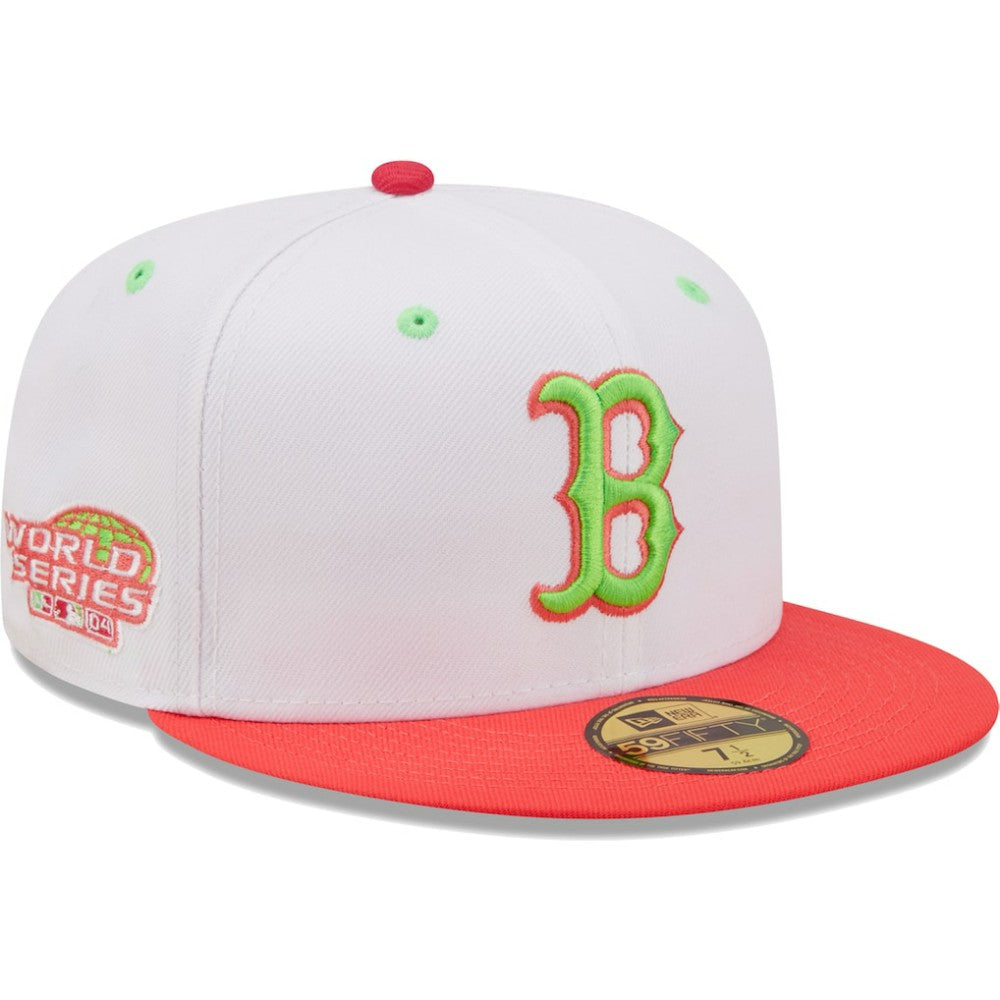Boston Red Sox 2004 World Series Strawberry Lolli 59FIFTY Fitted Hat - White/Coral | New Era
