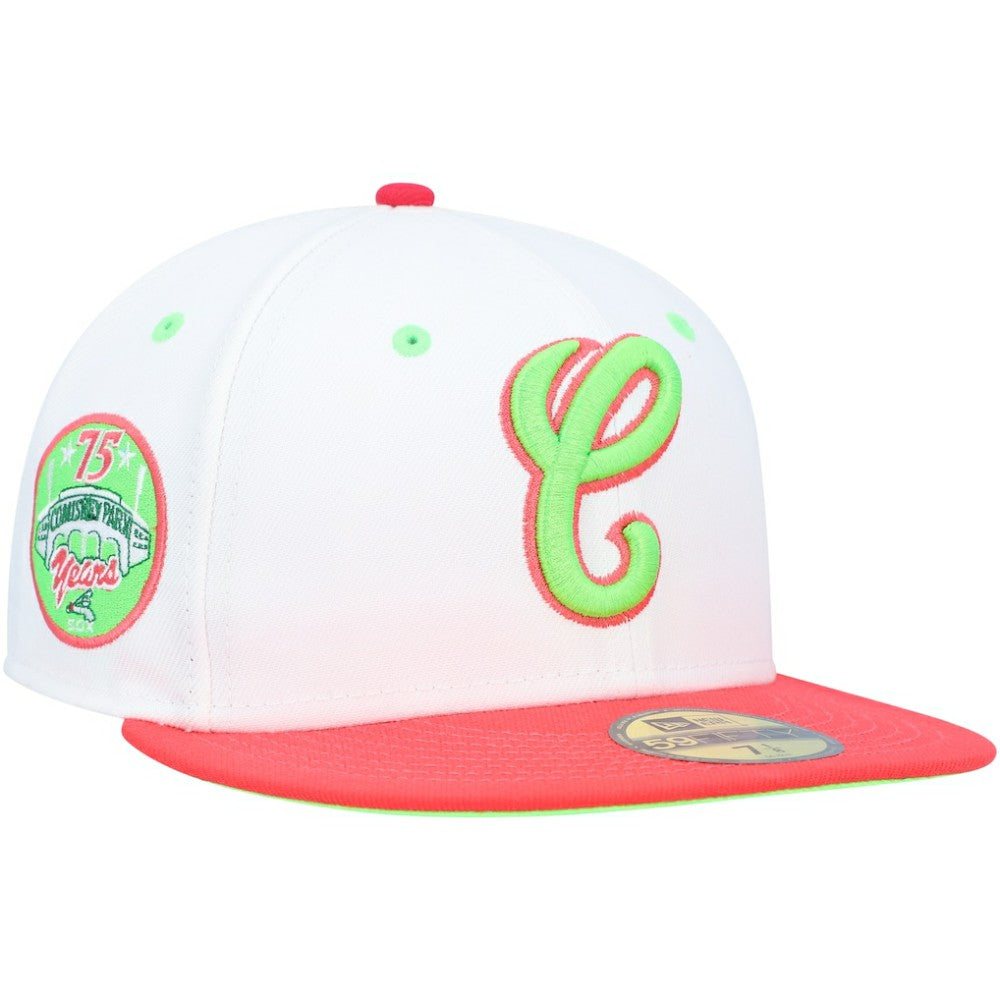 Chicago White Sox Cooperstown Collection Comiskey Park 75th Anniversary Strawberry Lolli 59FIFTY Fitted Hat - White/Coral | New Era