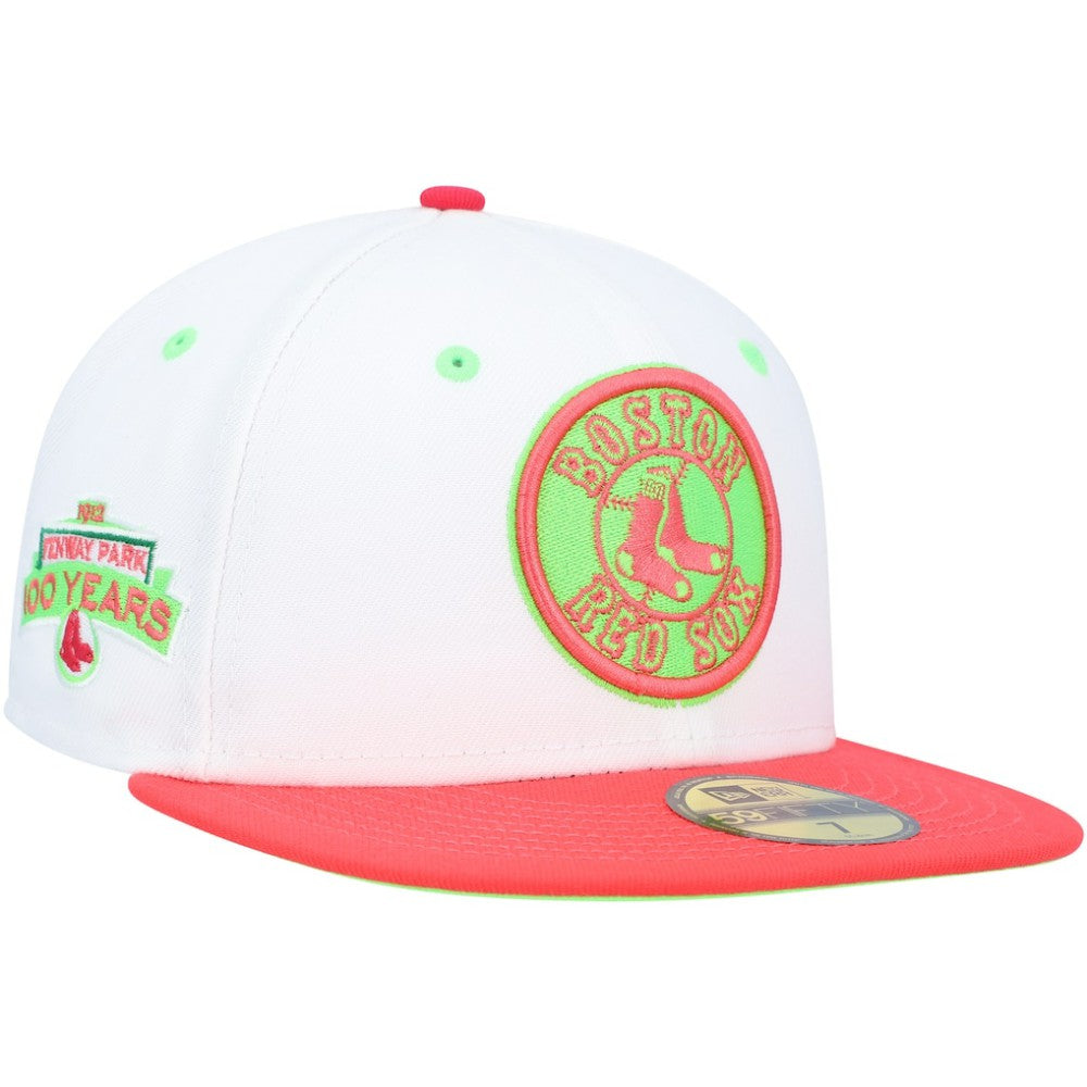 Boston Red Sox  Fenway Park 100th Anniversary  Strawberry Lolli 59FIFTY Fitted Hat - White/Coral | New Era