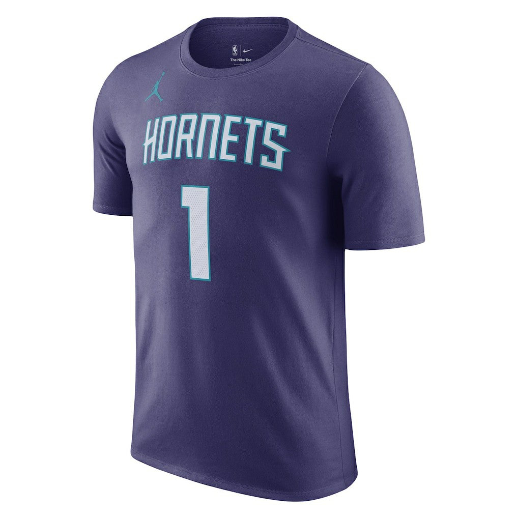 LaMelo Ball Charlotte Hornets Jordan Brand 2022/23 Statement Edition Name & Number T-Shirt - Purple for sale
