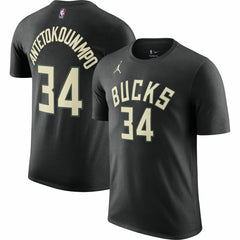 Giannis Antetokounmpo Milwaukee Bucks Jordan Brand 2022/23 Statement Edition Name & Number T-Shirt - Black sale