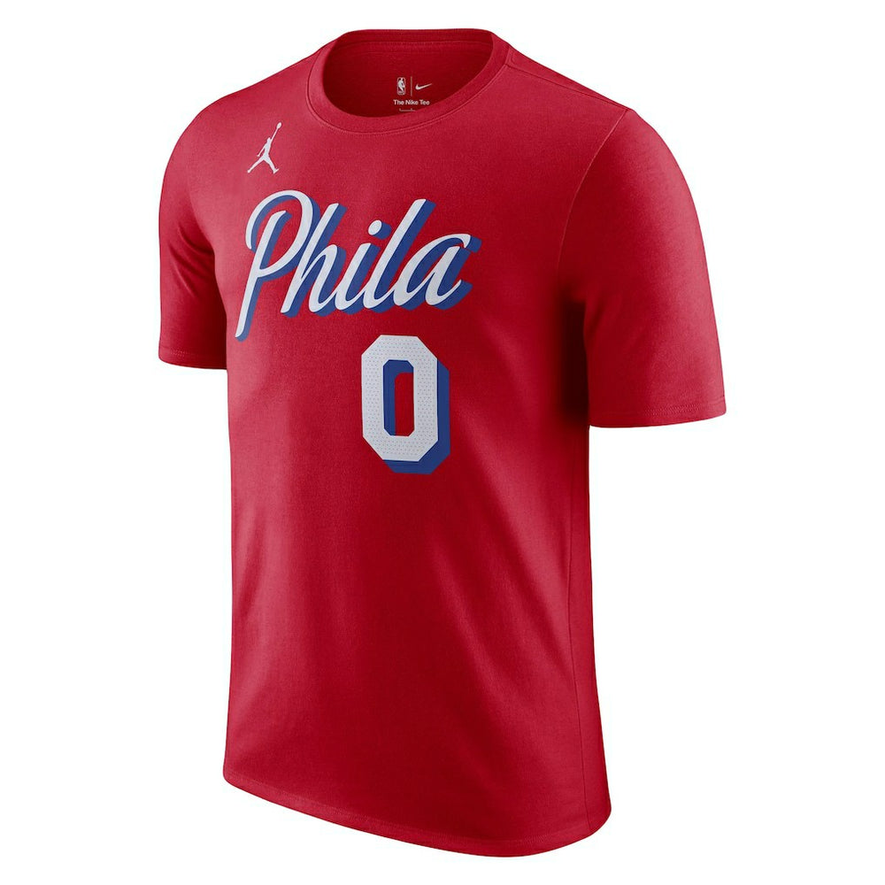Tyrese Maxey Philadelphia 76ers Jordan Brand 2022/23 Statement Edition Name & Number T-Shirt - Red discount