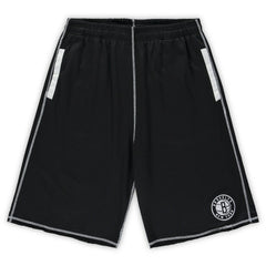 Brooklyn Nets Big & Tall Contrast Stitch Knit Shorts - Black/White on sale
