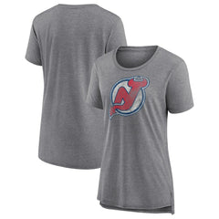 New Jersey Devils Women's Slow Whistle Tri-Blend T-Shirt Gray