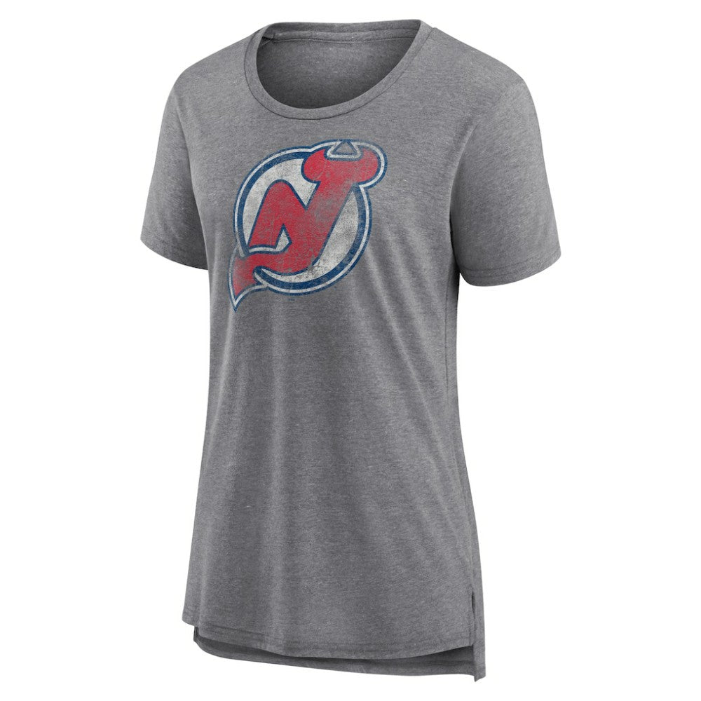 New Jersey Devils Women's Slow Whistle Tri-Blend T-Shirt Gray
