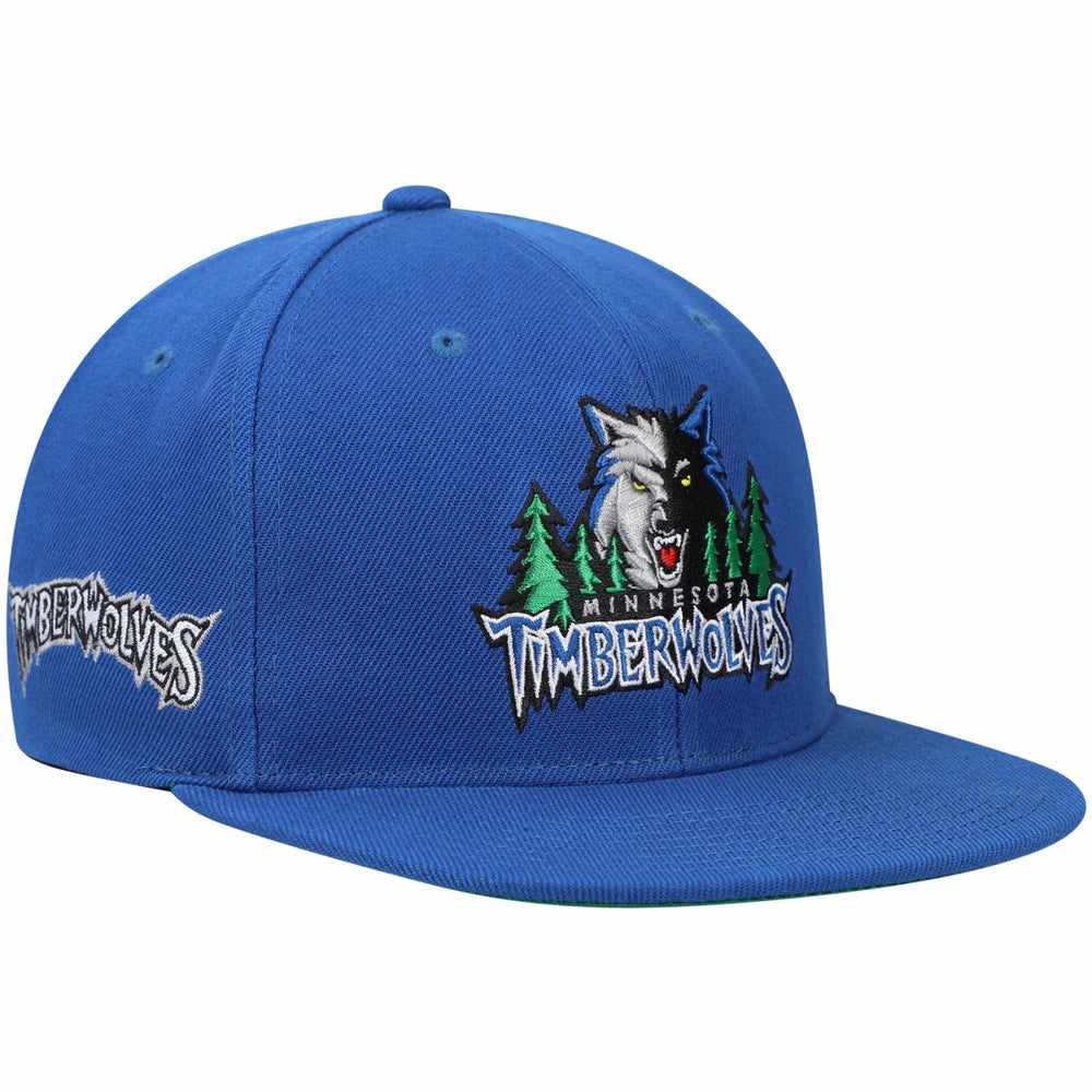 Minnesota Timberwolves Hardwood Classics Snapback Hat - Blue | Mitchell & Ness on sale