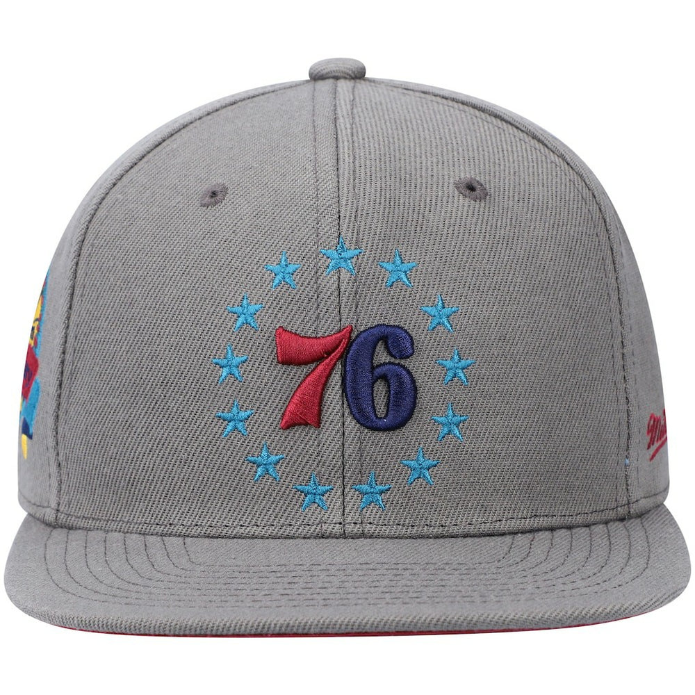 Philadelphia 76ers Hardwood Classics 60th Anniversary Carbon Cabernet Fitted Hat - Charcoal | Mitchell & Ness on sale
