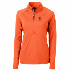 Detroit Tigers Cutter & Buck Women's Adapt Eco Knit Stretch Half-Zip Pullover Top - Orange