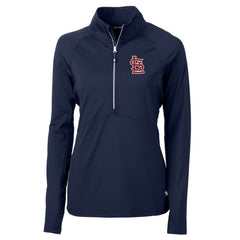 St. Louis Cardinals Cutter & Buck Women's Adapt Eco Knit Stretch Half-Zip Pullover Top - Navy