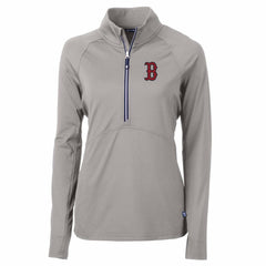 Boston Red Sox Cutter & Buck Women's Adapt Eco Knit Stretch Half-Zip Pullover Top - Gray
