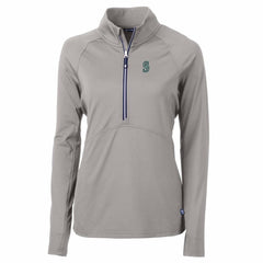 Seattle Mariners Cutter & Buck Women's Adapt Eco Knit Stretch Half-Zip Pullover Top - Gray