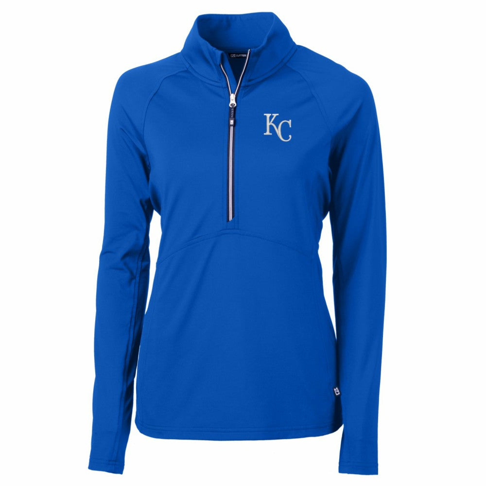 Kansas City Royals Cutter & Buck Women's Adapt Eco Knit Stretch Half-Zip Pullover Top - Royal