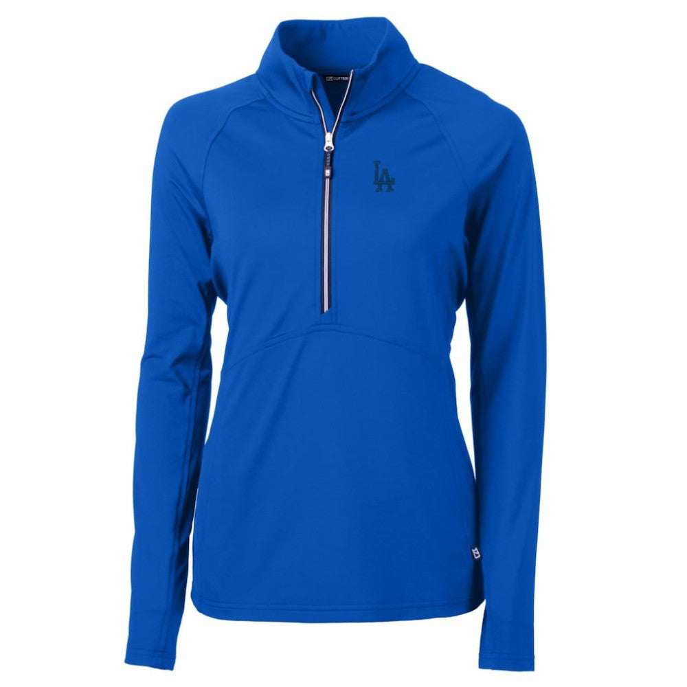 Los Angeles Dodgers Cutter & Buck Women's Adapt Eco Knit Stretch Half-Zip Pullover Top - Royal