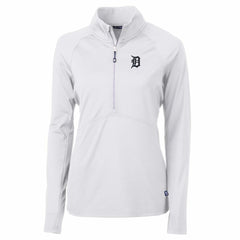 Detroit Tigers Cutter & Buck Women's Adapt Eco Knit Stretch Half-Zip Pullover Top - White