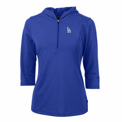 Los Angeles Dodgers Cutter & Buck Women's Virtue Eco Pique 3/4 Sleeve Half-Zip Pullover Hoodie - Royal