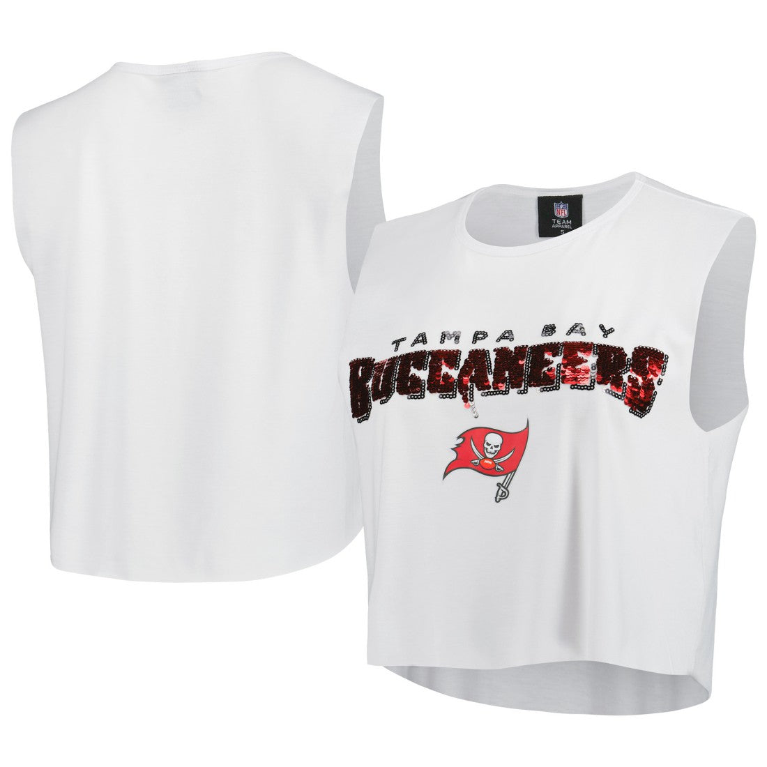 Tampa Bay Buccaneers Cuce Women's Sequin Tri-Blend Cropped Tank Top - White discount