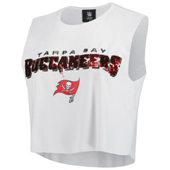 Tampa Bay Buccaneers Cuce Women's Sequin Tri-Blend Cropped Tank Top - White discount