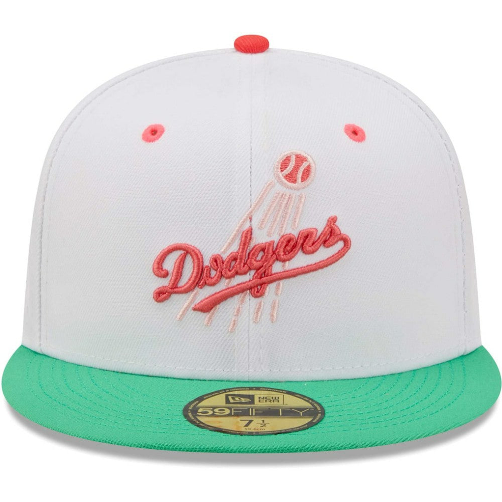 Los Angeles Dodgers 50th Anniversary in Los Angeles Watermelon Lolli 59FIFTY Fitted Hat - White/Green | New Era