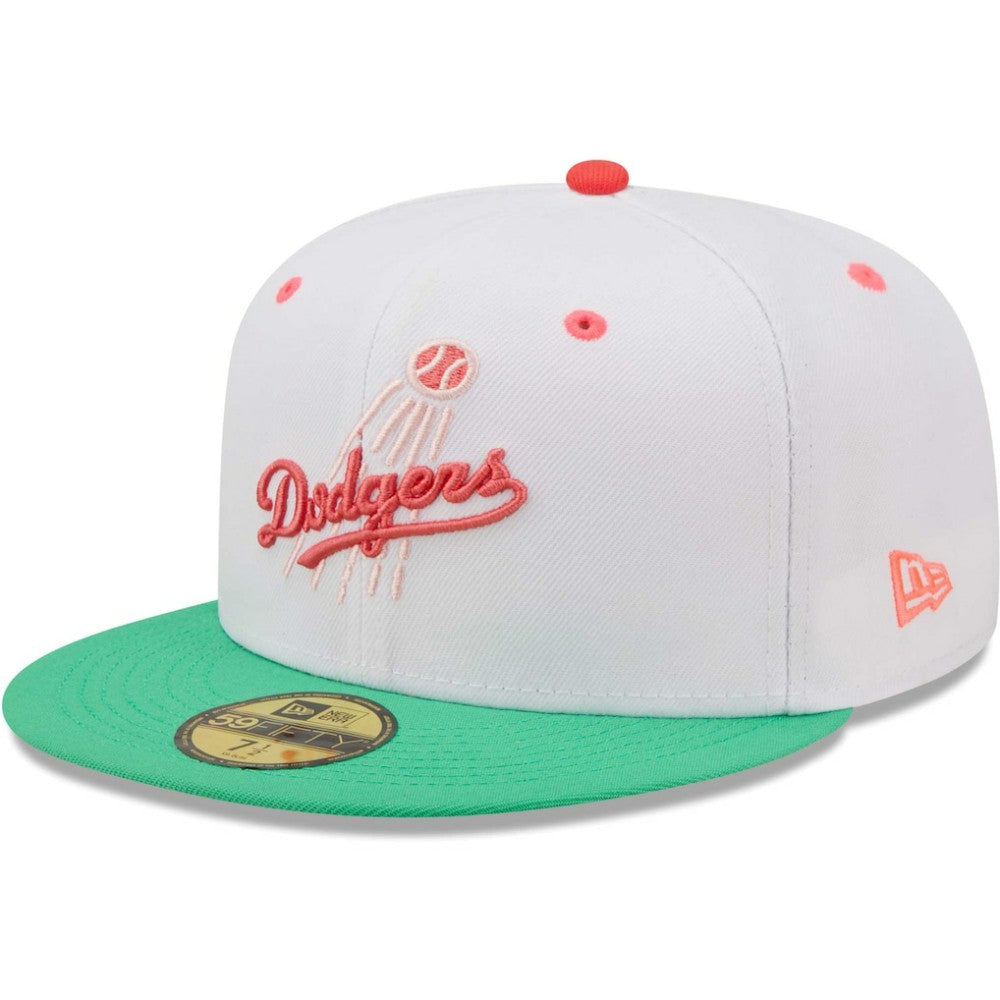 Los Angeles Dodgers 50th Anniversary in Los Angeles Watermelon Lolli 59FIFTY Fitted Hat - White/Green | New Era