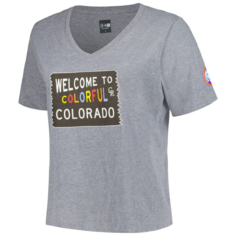 Colorado Rockies Women's City Connect Plus Size V-Neck T-Shirt - Gray | New Era