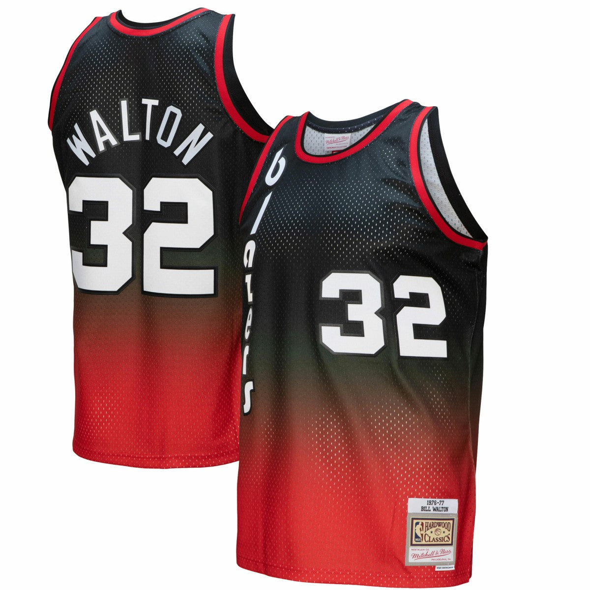 Bill Walton Portland Trail Blazers 1976/77 Hardwood Classics Fadeaway Swingman Player Jersey - Red/Black | Mitchell & Ness on sale