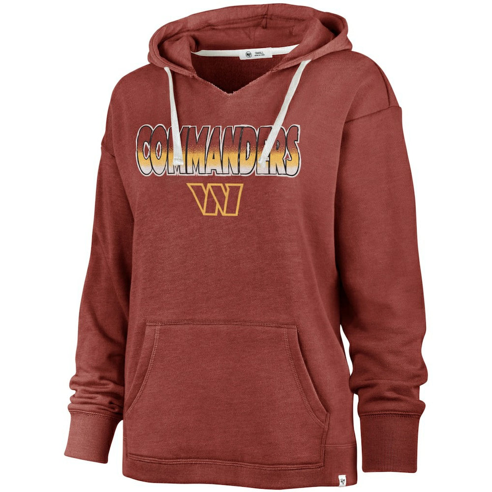 Washington Commanders '47 Women's Color Rise Kennedy Pullover V-Neck Hoodie - Heathered Burgundy on sale