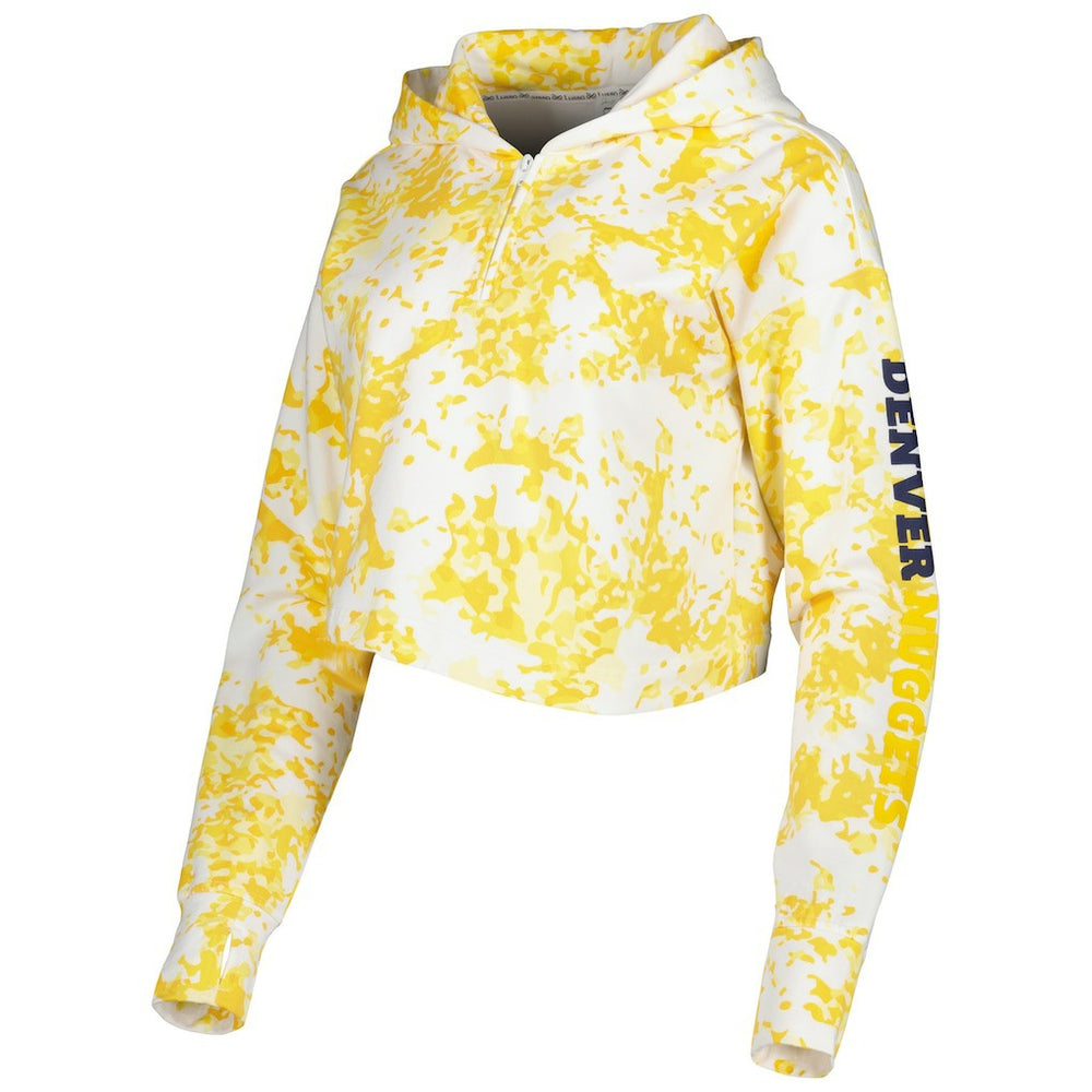 Denver Nuggets Lusso Women's Maia Tri-Blend Cropped Quarter-Zip Top sale - Gold/White online