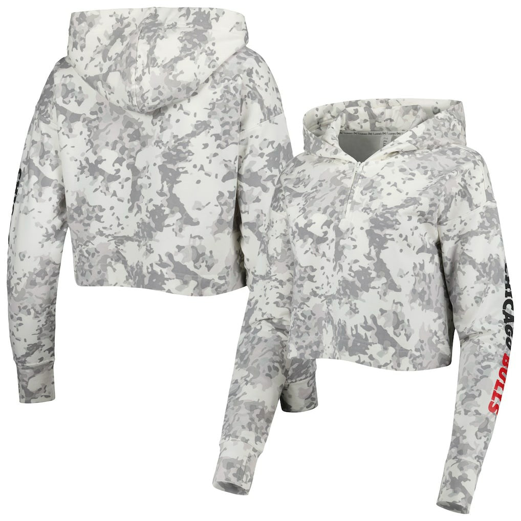 Chicago Bulls Lusso Women's Maia Tri-Blend Cropped Quarter-Zip Top sale - Gray/White sale