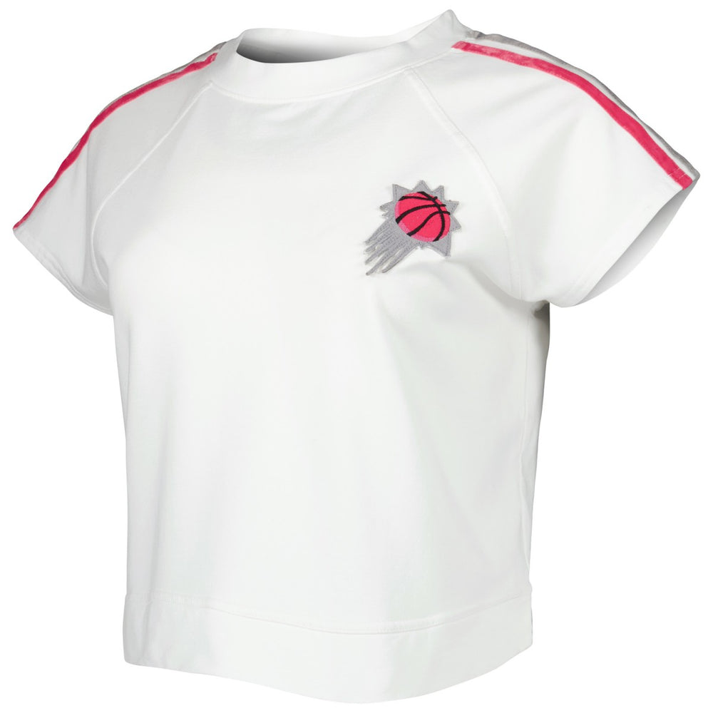 Phoenix Suns Lusso Women's Margot Cropped Tri-Blend Cap Sleeve Sweatshirt - White shop
