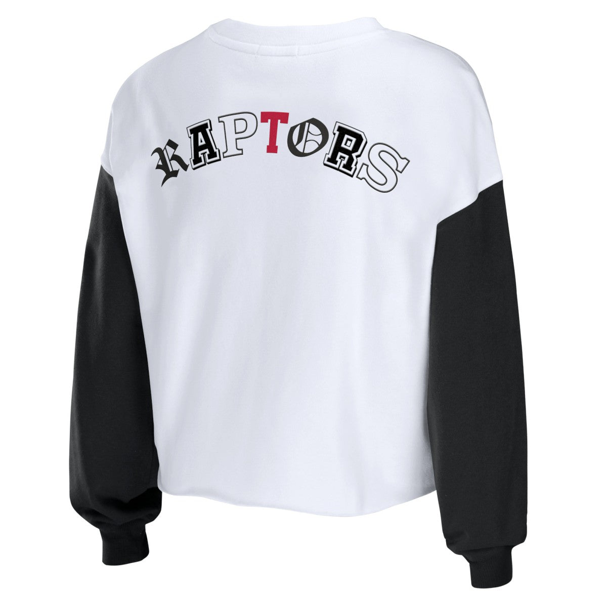 Toronto Raptors WEAR by Erin Andrews Women's Mixed Letter Cropped Pullover Sweatshirt - Heather Red shop