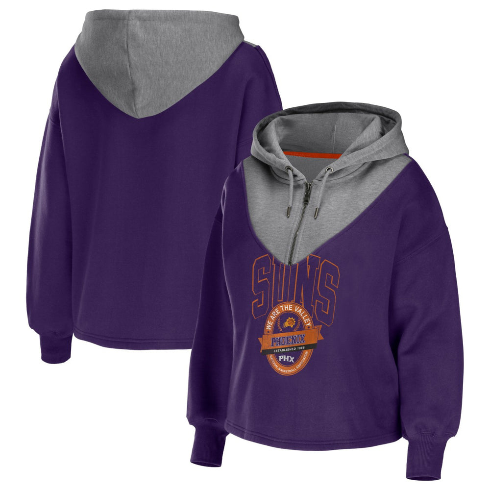 Phoenix Suns WEAR by Erin Andrews Women's Pieced Quarter-Zip Hoodie Jacket - Purple discount