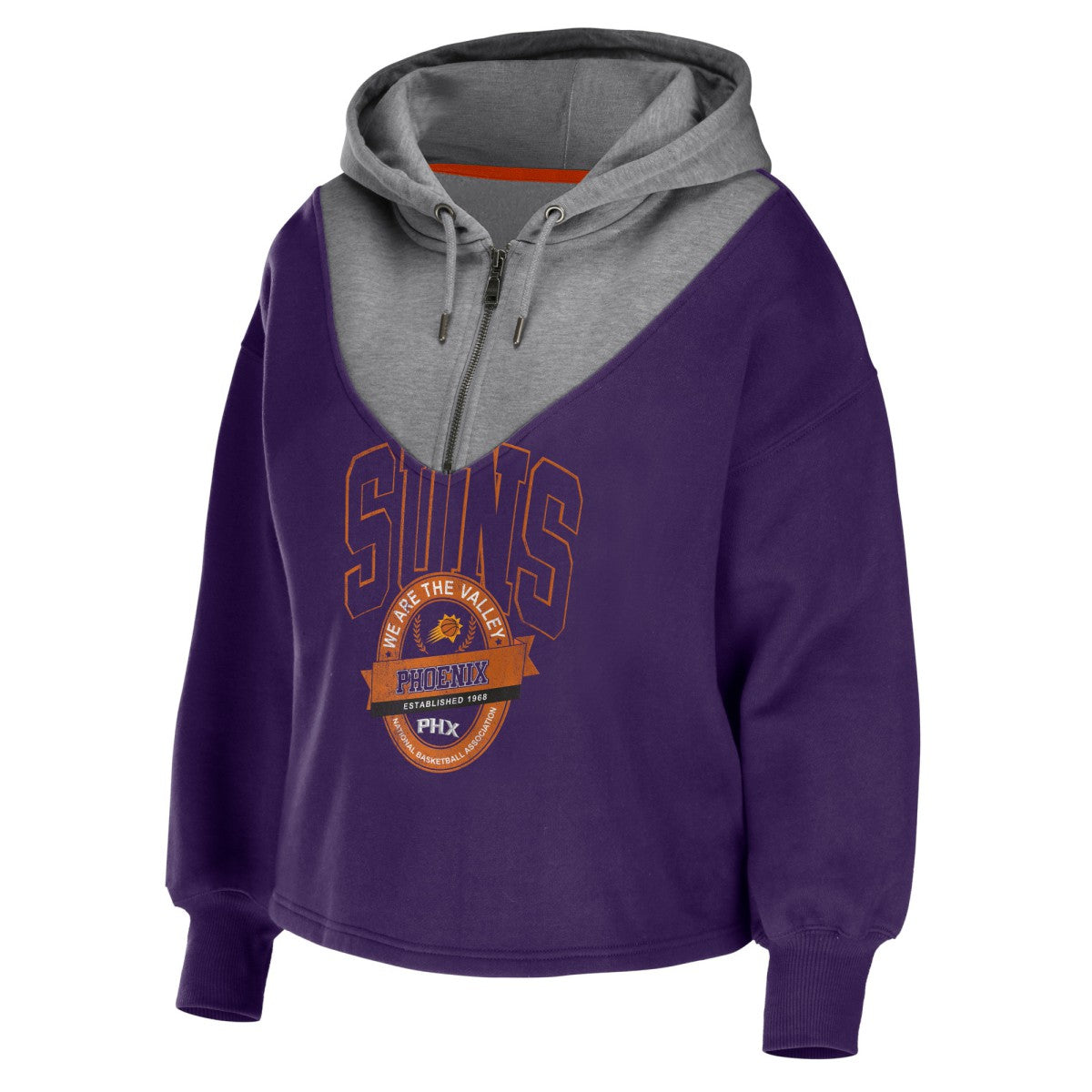 Phoenix Suns WEAR by Erin Andrews Women's Pieced Quarter-Zip Hoodie Jacket - Purple discount